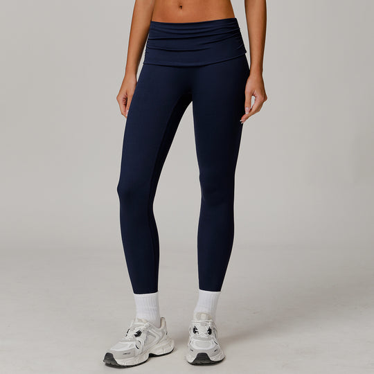 Fold High Waist Yoga Pants Women's Cloud-feeling Belly Contracting And Hip Lifting Sports Pants - Onouthati