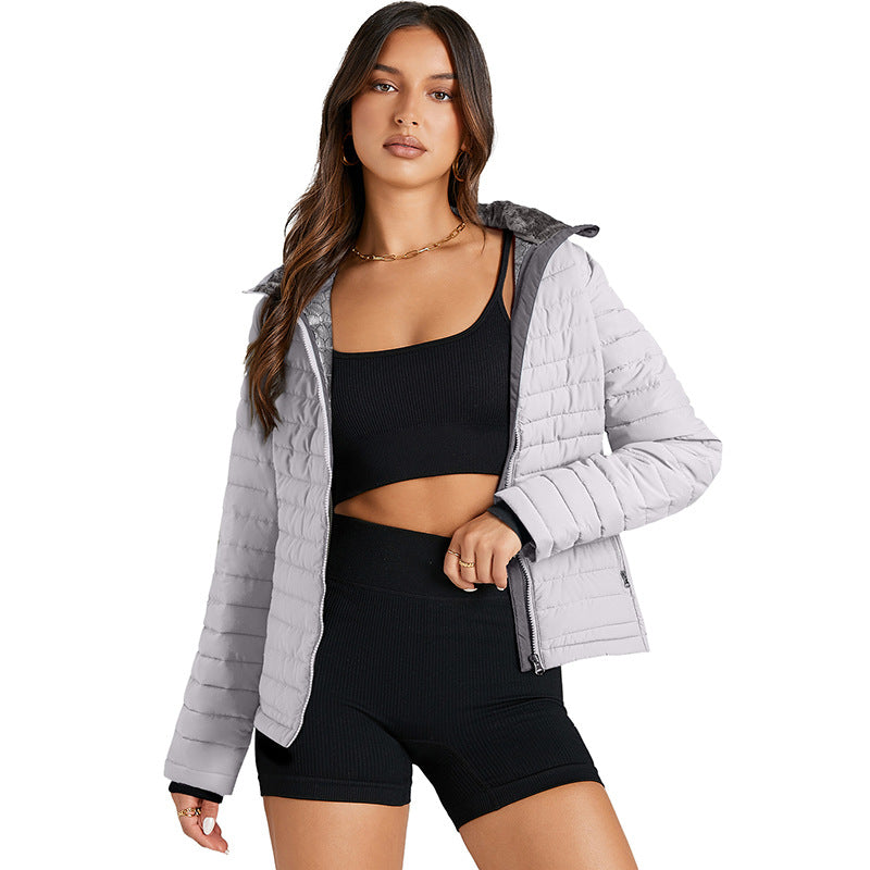 Quilted Zipped Cotton-padded Jacket Women's Warm Stand Collar - Onouthati