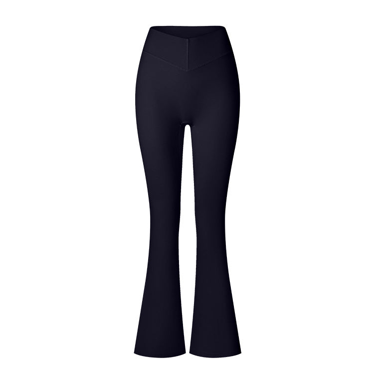 Brushed Flared V-waist Sports Tight Trousers - Onouthati