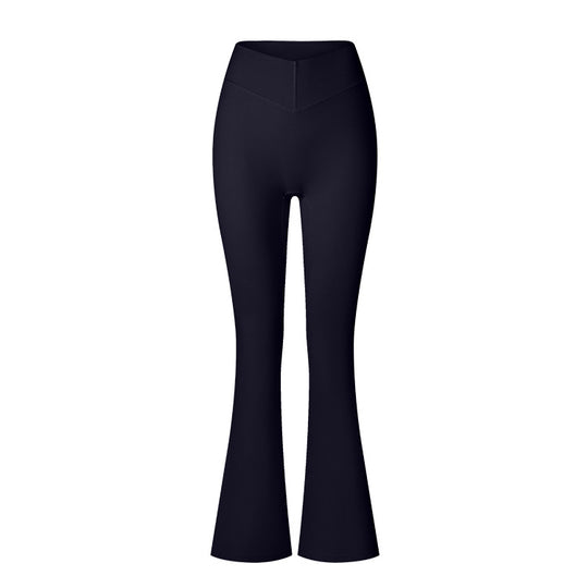 Brushed Flared V-waist Sports Tight Trousers - Onouthati