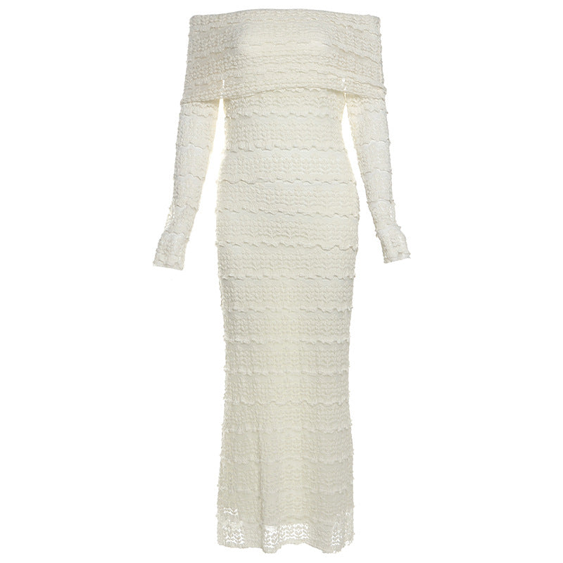 Amazon New Fashionable Elegant Socialite Style Off-shoulder Lace Dress Women - Onouthati