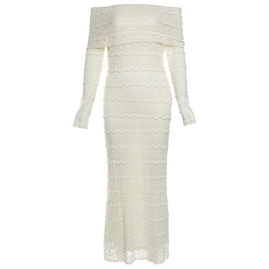 Amazon New Fashionable Elegant Socialite Style Off-shoulder Lace Dress Women - Onouthati