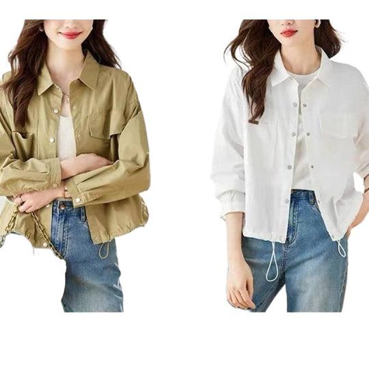 Retro Short Western Style Top Long Sleeve Tooling Casual Thin Coat - Onouthati