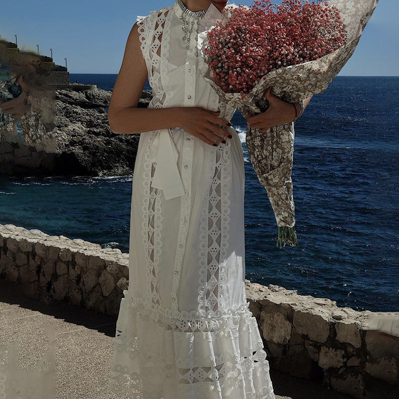 Personality French Embroidery Stitching Dress Women - Onouthati