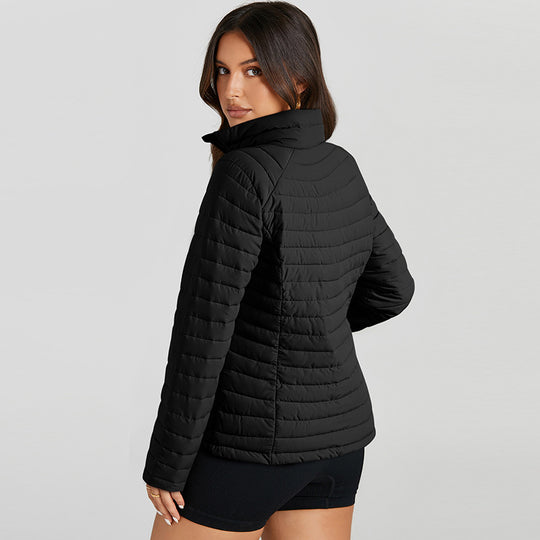 Quilted Zipped Cotton-padded Jacket Women's Warm Stand Collar - Onouthati