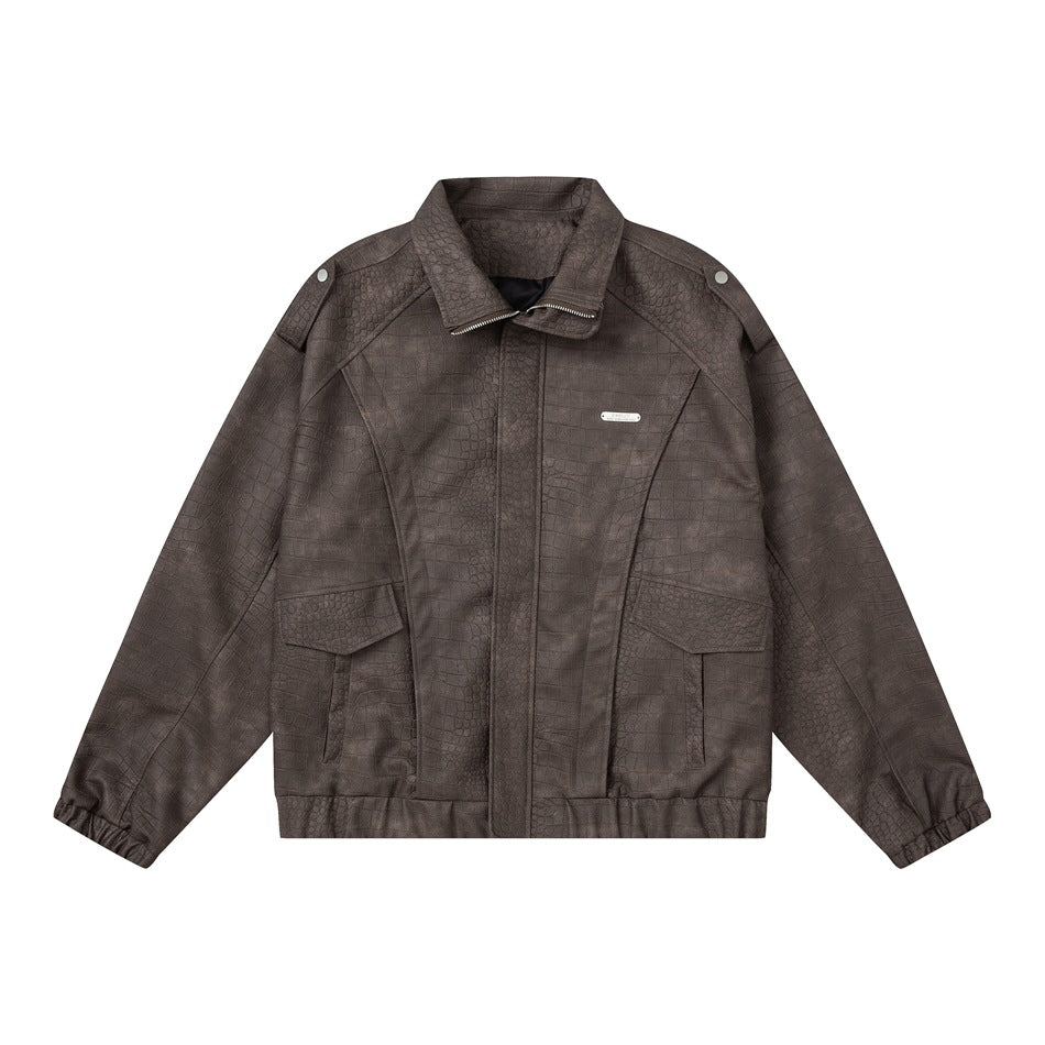 American Retro Papels PU Leather Motorcycle Coat Fashion - Onouthati