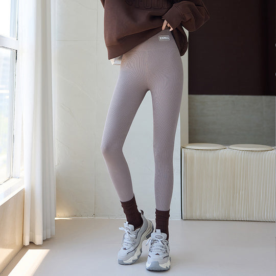 Pure Cotton Fleece-lined Thick Autumn And Winter Threaded Underwear Leggings Women's High Waist High Elastic Warm - Onouthati
