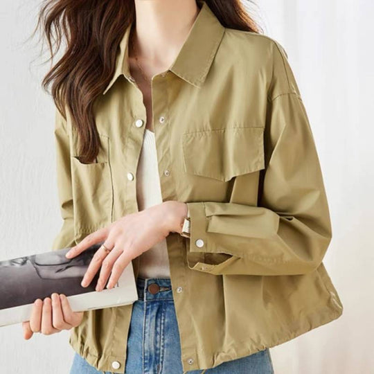 Retro Short Western Style Top Long Sleeve Tooling Casual Thin Coat - Onouthati