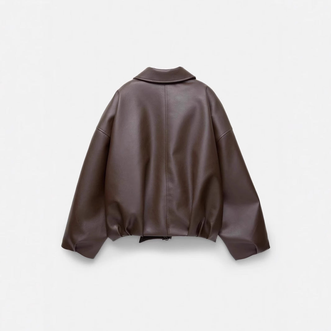 Women's Casual Solid Color American Retro Coat Jacket - Onouthati