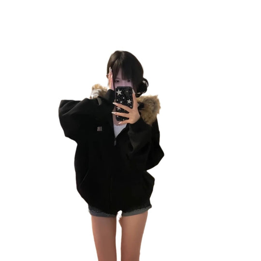 American Retro Lazy Preppy Style Top Cardigan Coat For Women - Onouthati