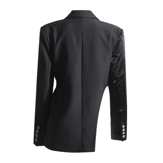 Female Suit Collar Stitching Design Irregular Blazer - Onouthati