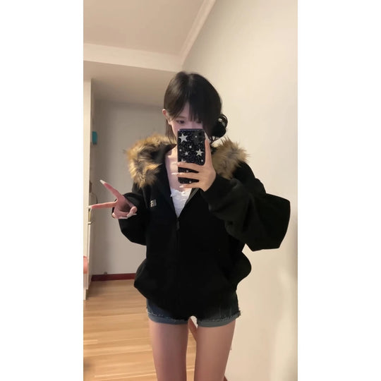 American Retro Lazy Preppy Style Top Cardigan Coat For Women - Onouthati