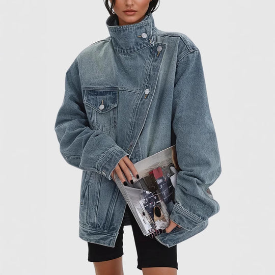 Women's Loose Korean-style Irregular Wash Denim Coat - Onouthati