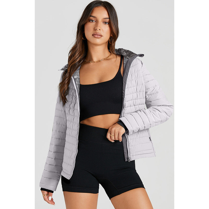 Quilted Zipped Cotton-padded Jacket Women's Warm Stand Collar - Onouthati