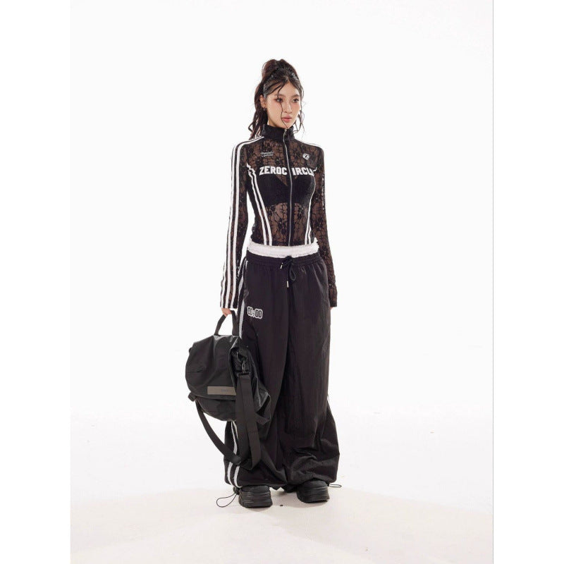 Women's Lace Slim Fit Zipper Cardigan Outerwear - Onouthati