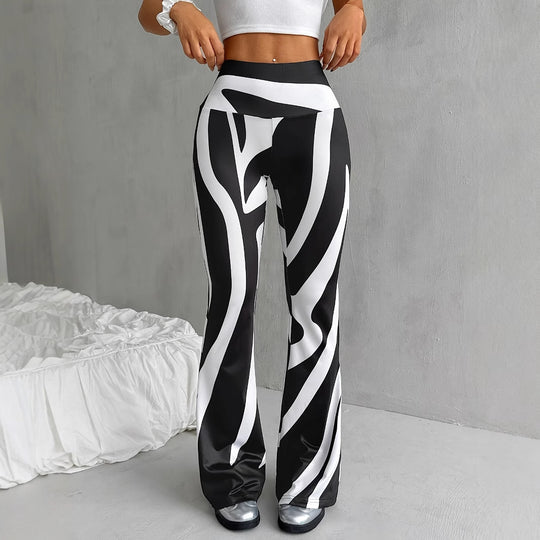Bell-bottom Pants Fashion Printed High Waist Sheath Casual Pants - Onouthati