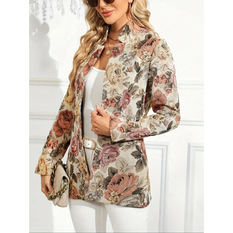 Fashionable Suit Women's Casual Printed Jacket - Onouthati