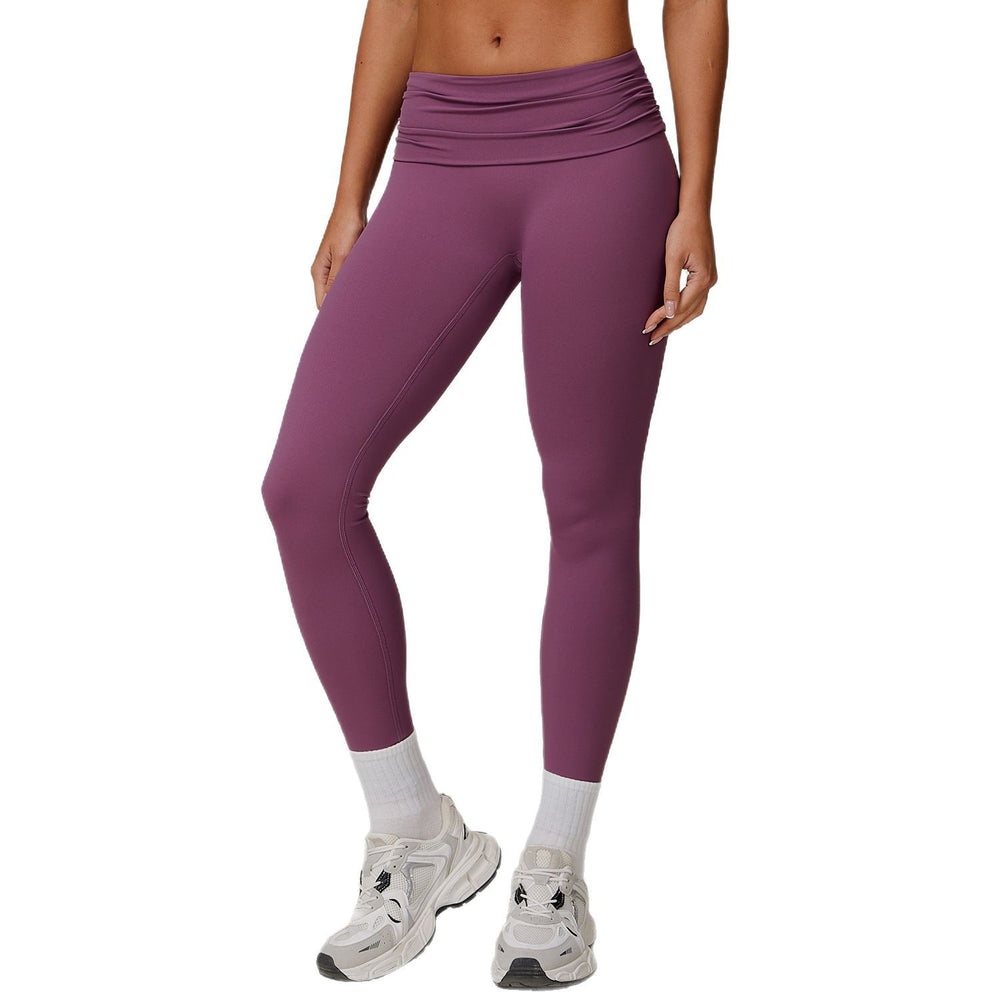 Fold High Waist Yoga Pants Women's Cloud-feeling Belly Contracting And Hip Lifting Sports Pants - Onouthati