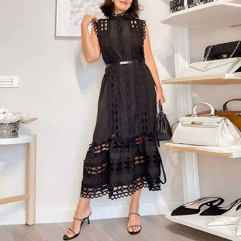 Personality French Embroidery Stitching Dress Women - Onouthati