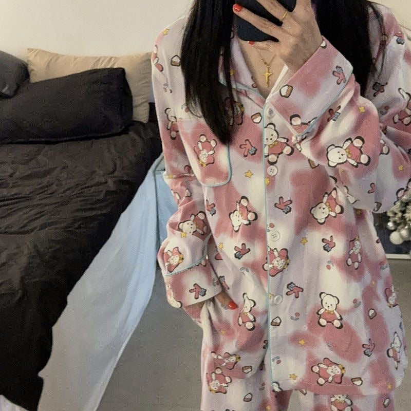 Japanese Sweet Cartoon Long Sleeved Pajamas For Women - Onouthati