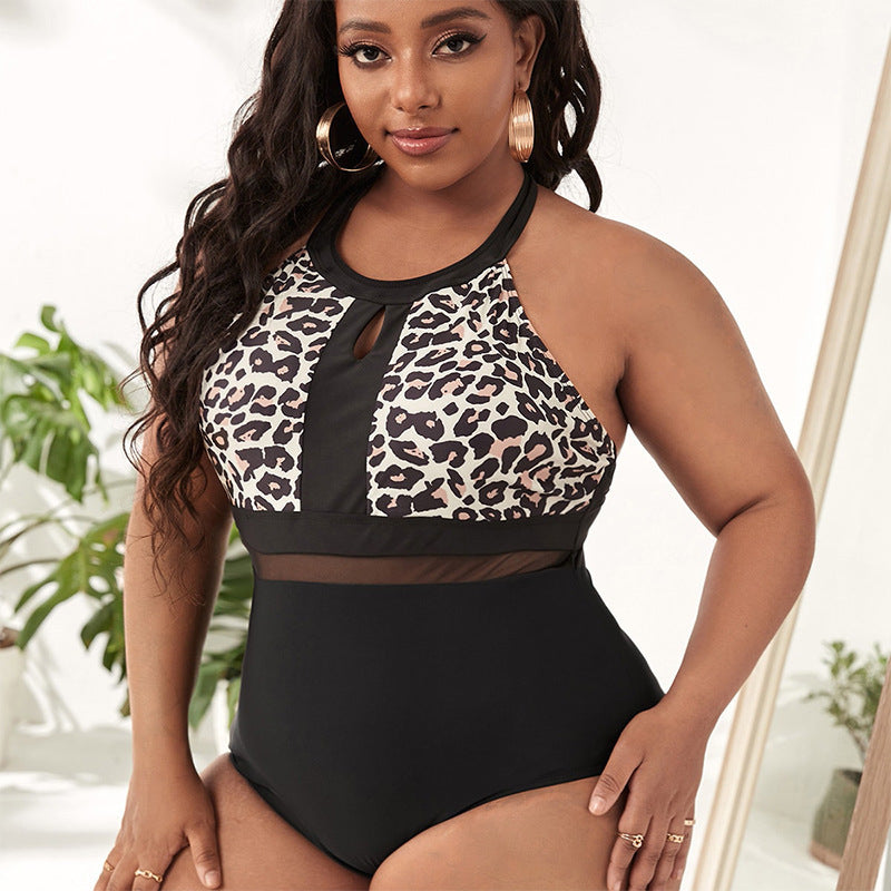 Plus Size Leopard Print Bikini Swimsuit For Women - Onouthati
