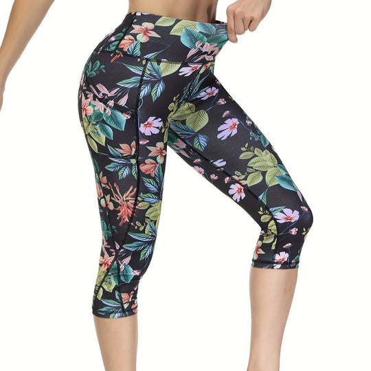 Cropped Pants Yoga Clothes Leggings Printed Fitness Pants - Onouthati