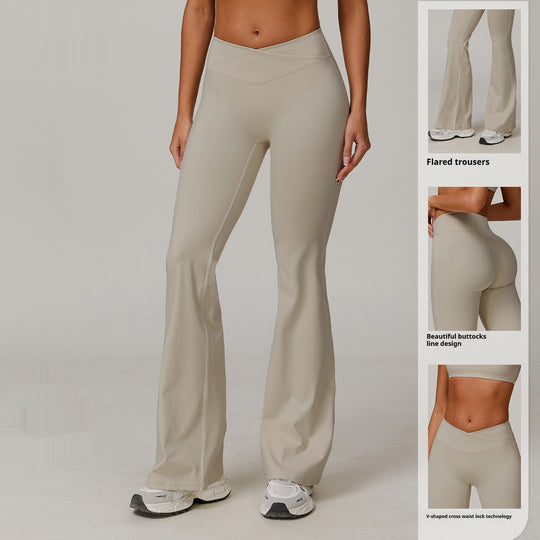 High Waist Running Sports And Leisure Skinny Versatile Bell-bottom Pants Women - Onouthati