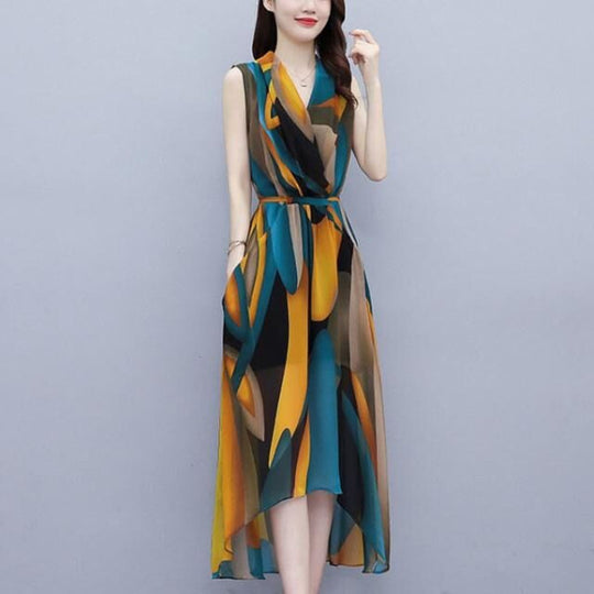 Plus Size Sleeveless Waist-tight Dress Women - Onouthati
