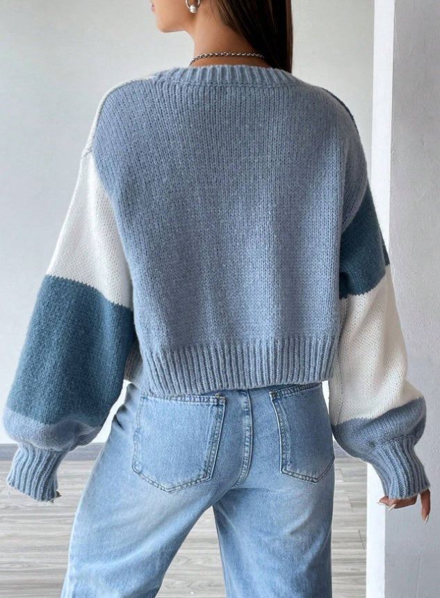 Flirla Colorblock Drop Shoulder Duster Cardigan,Long Sleeve Tops - Onouthati