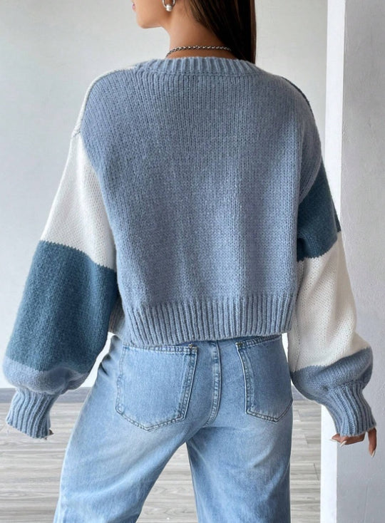 Flirla Colorblock Drop Shoulder Duster Cardigan,Long Sleeve Tops - Onouthati