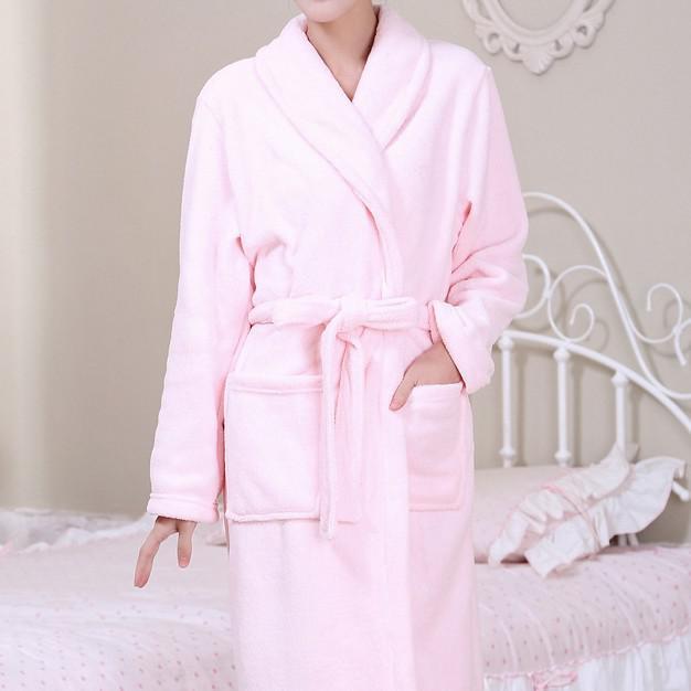 Coral Fleece Pajamas Women Thickened Flannel Long-sleeved Men's Bathrobes Home Clothes - Onouthati