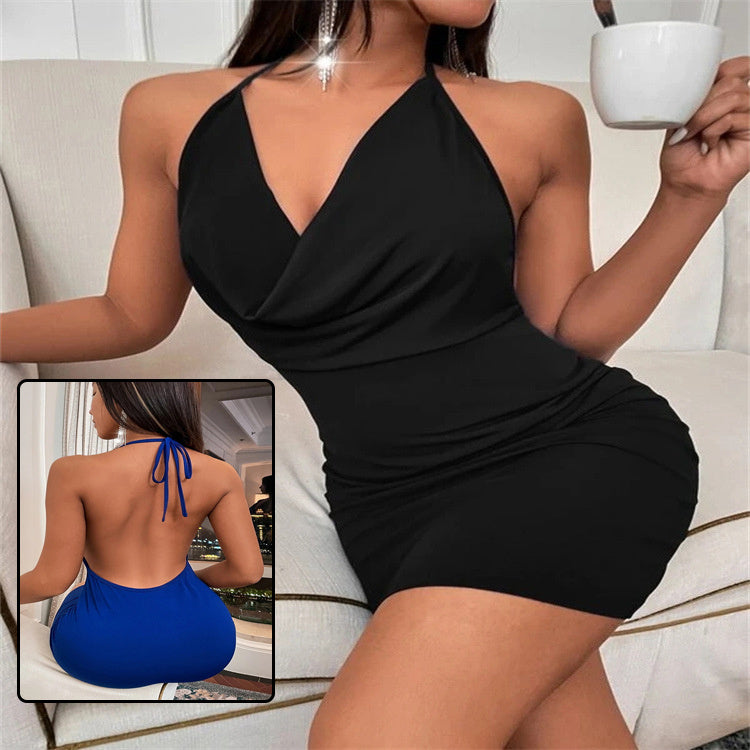 Summer Deep V-neck Dress Temperament Sling Backless Halter Dresses Women's Clothing - Onouthati