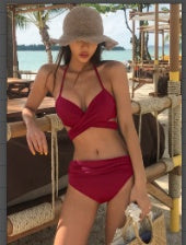 Split Bikini Solid Color Swimsuit For Women - Onouthati
