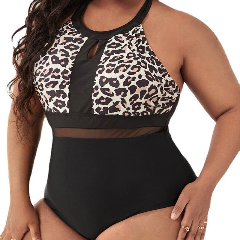 Plus Size Leopard Print Bikini Swimsuit For Women - Onouthati