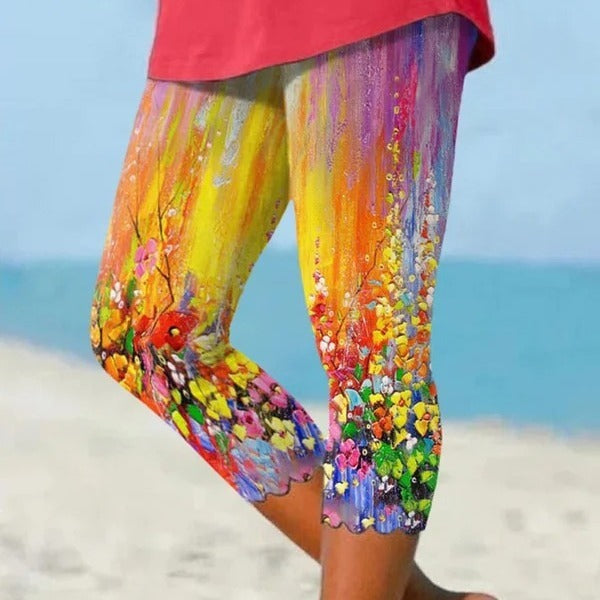 Women Can Wear Outside Casual Leggings Fifth Pants Oil Painting Graffiti Printed Plus Size Women's Clothing - Onouthati