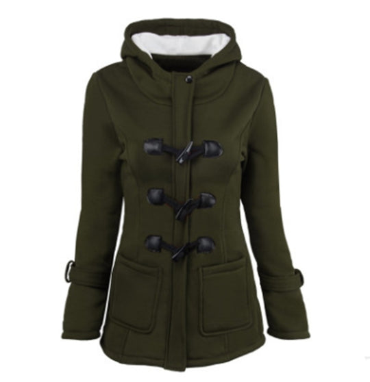 warm winter fur collar jackets women new horn button Long down coat women parka Plus Size female parka hoodies Women - Onouthati