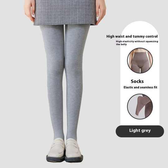Winter High Waist Leggings With Sock Fashion Slim Pantyhose Warm Thin Legs Pants Women Clothing - Onouthati