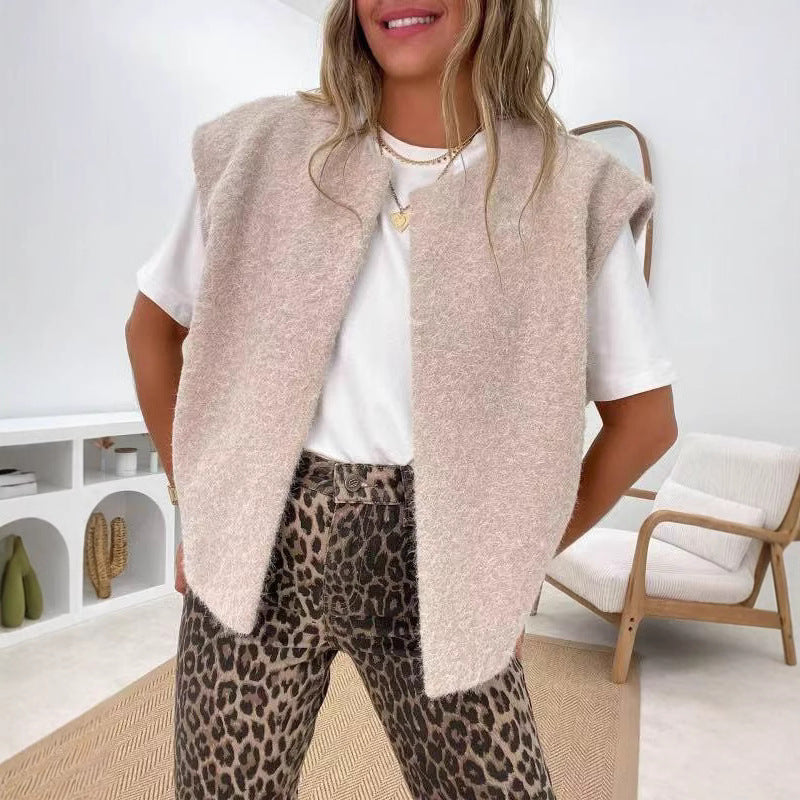 V-neck Double-sided Hand-stitched Wool Overcoat Vest - Onouthati
