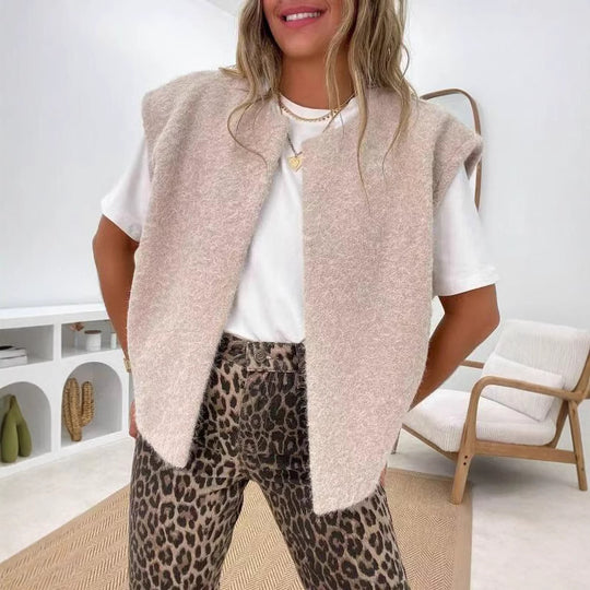 V-neck Double-sided Hand-stitched Wool Overcoat Vest - Onouthati