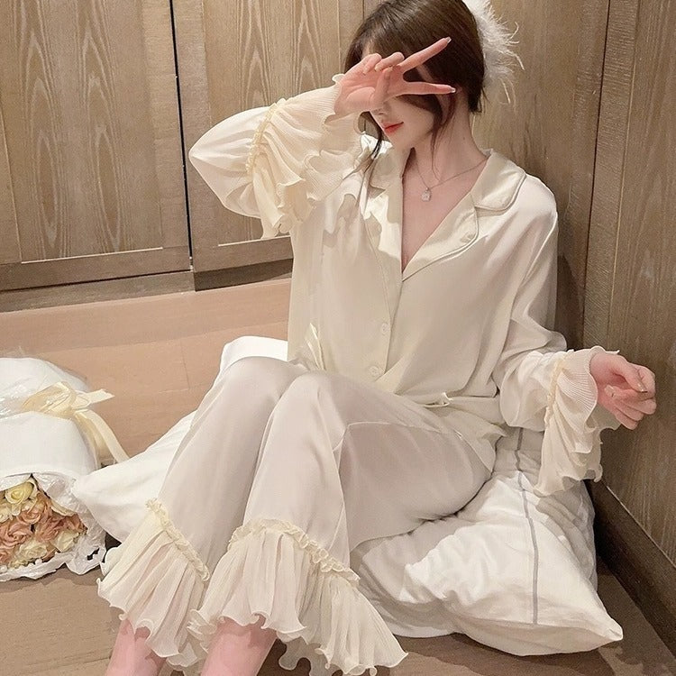 Fashion Ice Silk Pajamas Ruffled Women - Onouthati