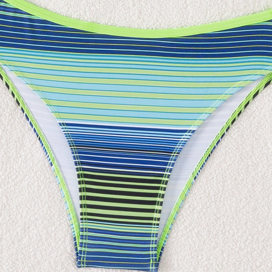 Striped Printed Split Bikini Swimsuit For Women - Onouthati