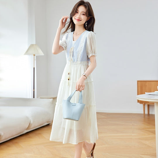 Fake Two Pieces Pullover Fashionable Dress Women - Onouthati