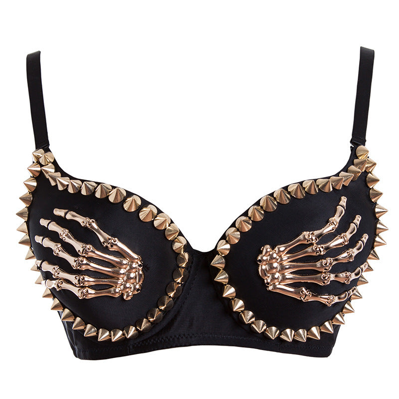 Women Nightclub Black Finger Bra - Onouthati