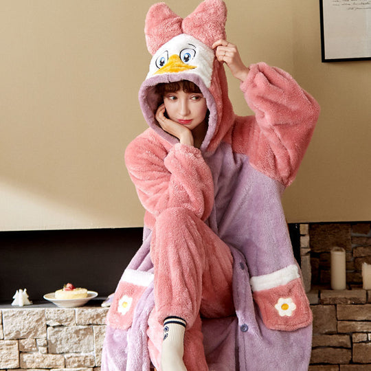 Sweet Fall Pajamas  Flannel Nightgown Women - Onouthati