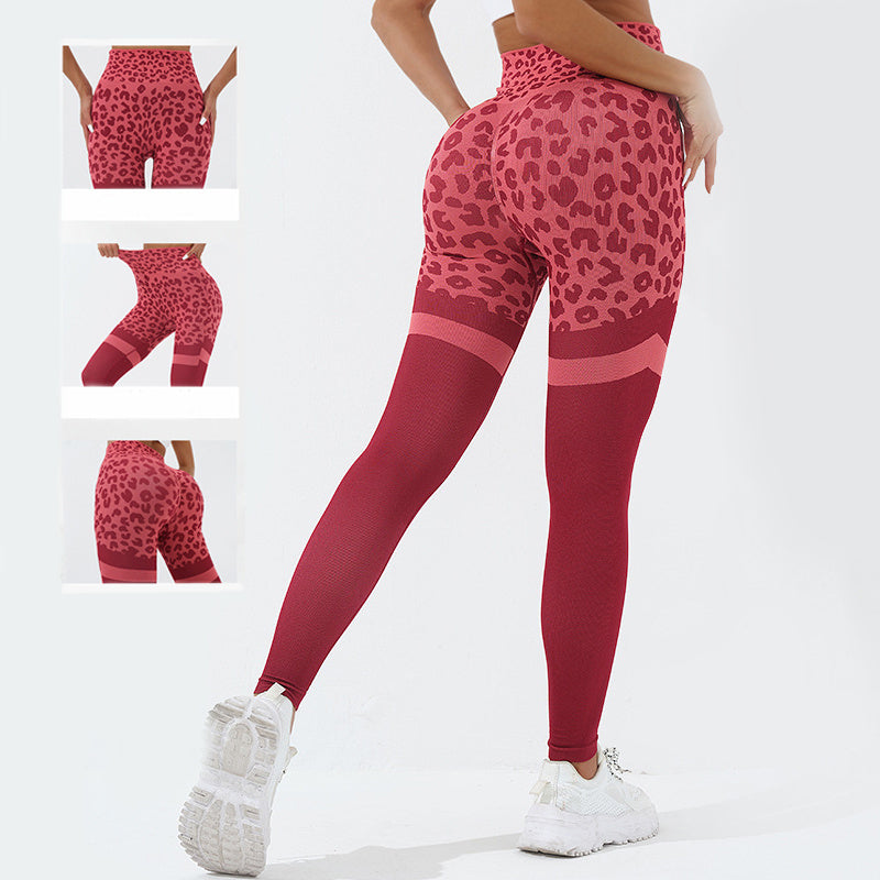 Leopard Print Fitness Pants For Women High Waist Butt Lifting Seamless Leggings Elastic Running Sport Training Yoga Pants Gym Outfits Clothing - Onouthati