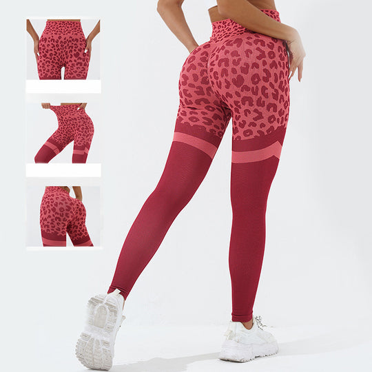 Leopard Print Fitness Pants For Women High Waist Butt Lifting Seamless Leggings Elastic Running Sport Training Yoga Pants Gym Outfits Clothing - Onouthati