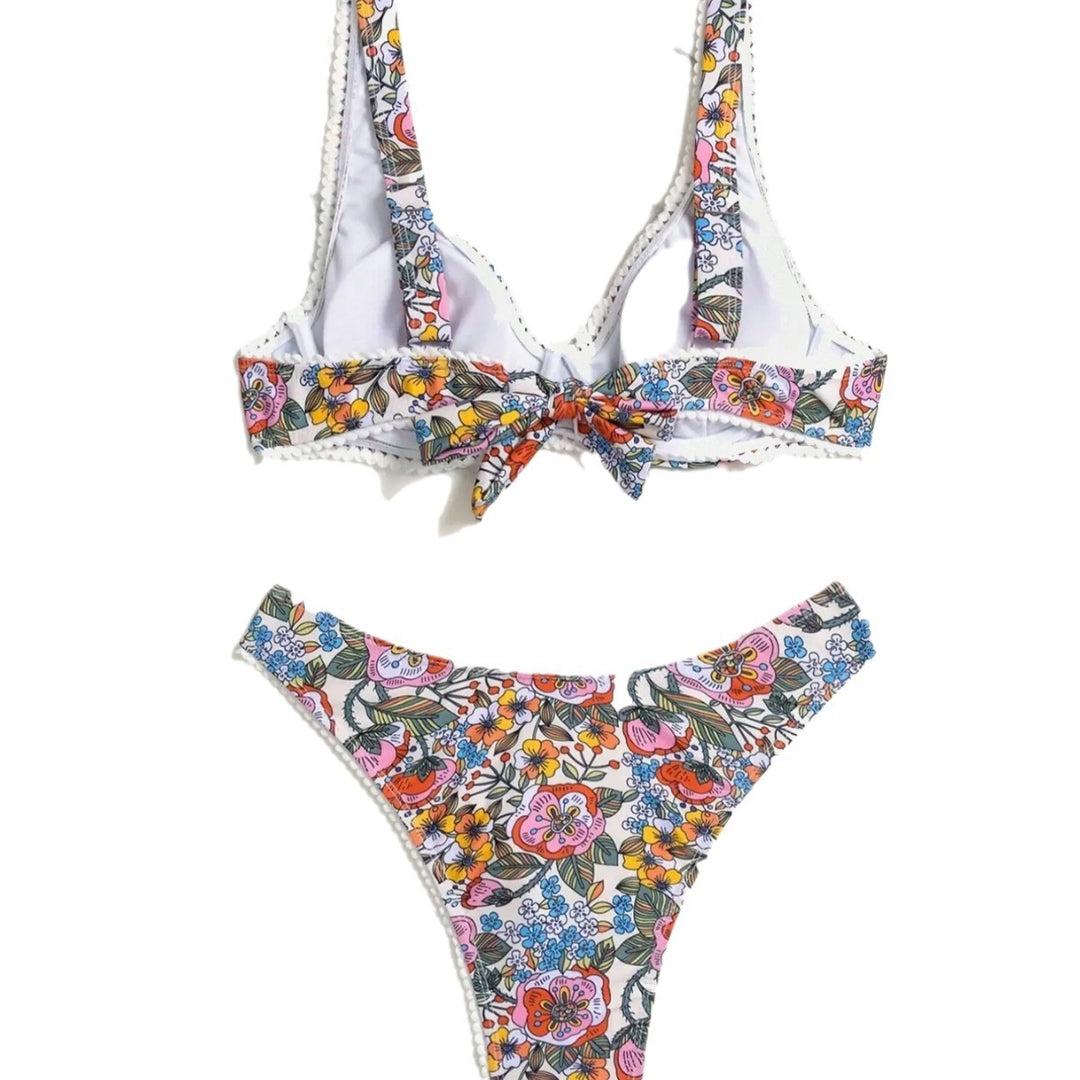 Bikini European And American Steel Bracket Push Up Printed Tied Swimsuit For Women - Onouthati