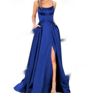 Solid Color Long Slimming And Shoulder Hollow Girlfriends Fashion Bridesmaid Party Dress - Onouthati