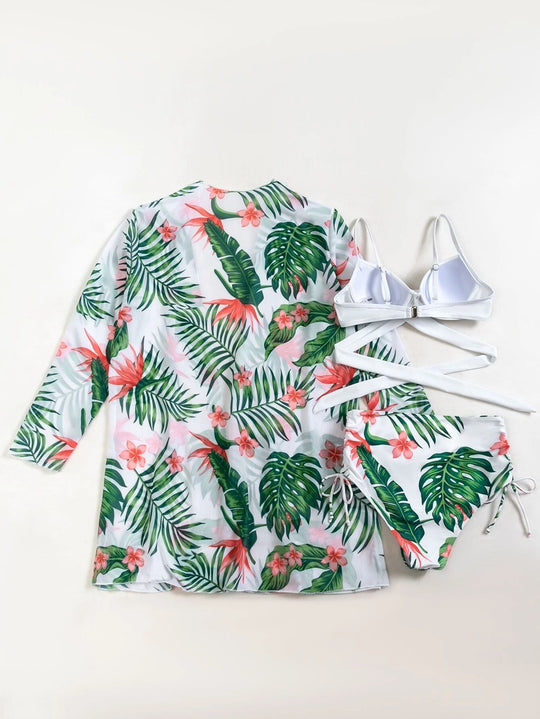 New Swimsuit European And American Three-Piece Bikini Cross-Border Exclusively For Mesh Split Swimsuit Women Bikini - Onouthati