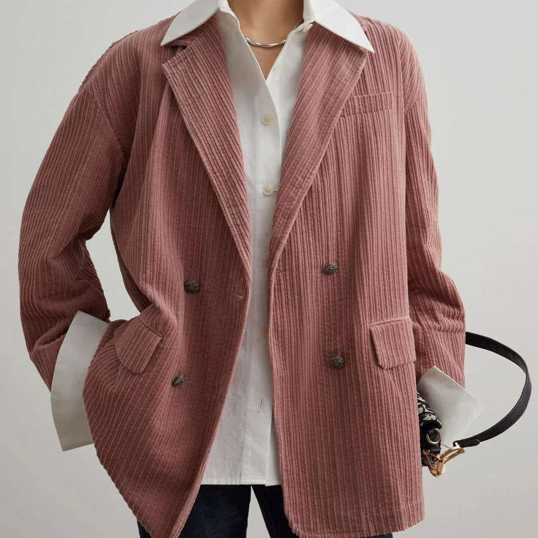 Corduroy Double Breasted Suit Jacket Loose Korean Style - Onouthati